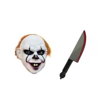 Imagem de Fantasia palhaço assassino it penny mascara e faca halloween - MC PRES