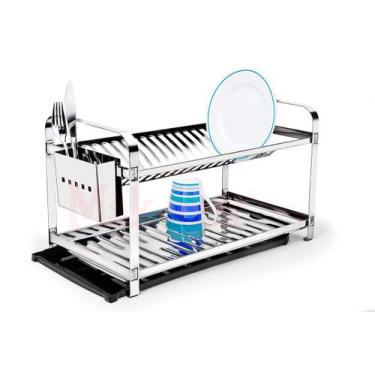 Imagem de Escorredor de Pratos 20 Pratos - Montado Porta Talher Em Aço Inox 100%