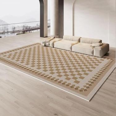 Imagem de Listrado Creme Carpete Bege Marrom Decoração Sala de Estar Tapetes Luxo Minimalista Tapetes Fácil Limpeza Conforto Quarto Tapetes,YHT142,T,60x90cm