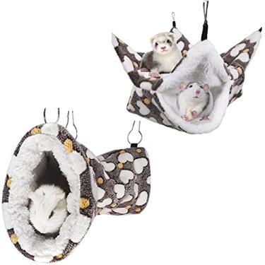 Imagem de LEFTSTARER Porquinho-da-índia furão rato rede brinquedo gaiola pequeno animal acessórios túnel esconderijo e beliche rede para furão rato, porquinho-da-índia, hamster, açúcar planador, chinchila