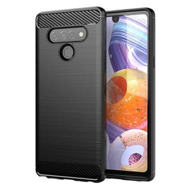 Imagem de Vavies Capa para LG Stylo 6, para LG K71 LM-Q730AM4, capa de fibra de carbono, capa fina e macia de TPU com absorção de choque, proteção à prova de choque para LG Stylo 6, preta