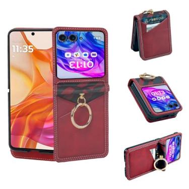 Imagem de Asuwish Capa de telefone para Motorola Razr 50 Ultra/Moto Razr Plus 2024+ capa carteira com anel alça transversal cordão suporte para cartão de crédito slot celular Moto Razr 50 Ultra 5G feminino