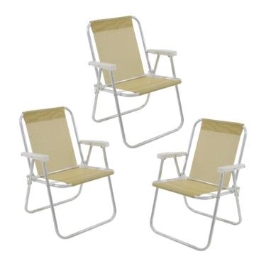 Imagem de Kit 3 Cadeira de Praia Alta Alumínio Lazy Sannet - Belfix