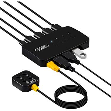 Imagem de DGODRT Interruptor Usb 4 Em 4 Saídas, Seletor De Comutador Usb 4 Portas Para 4 Computadores, Compartilhe 4 Dispositivos Usb, Teclado, Mouse, Impressora, Scanner Com Controlador De Mesa E Cabos