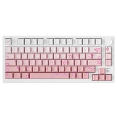 Imagem de DAREU Teclado Sem Fio Para Jogos Ek75Pro Sakura Pink, Teclado Mecânico 75% Rgb Hot-Swappable Com Botão, Conectividade 2,4 Ghz/Bt5.1/Usb-C, Montagem Com Junta, Teclas Pbt, Linear Dream Switch Para Wi