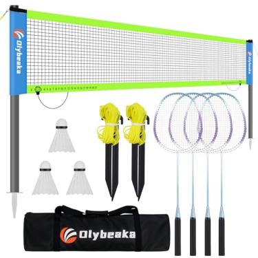 Imagem de Olybeaka Rede De Badminton Portátil Com 4 Raquetes De Badminton, Conjunto De Rede De Badminton Durável Para Entrada De Veículos E Quintal, Sistema De Rede De Jogo Estável Com Bolsa De Transporte