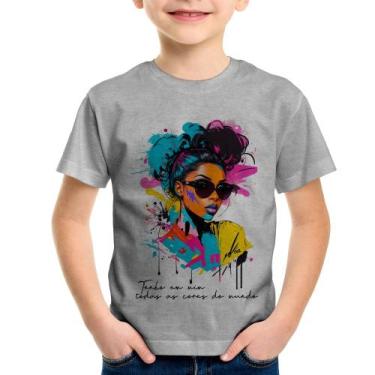 Imagem de Camiseta Infantil Tenho em mim todas as cores do mundo - Foca na Moda,