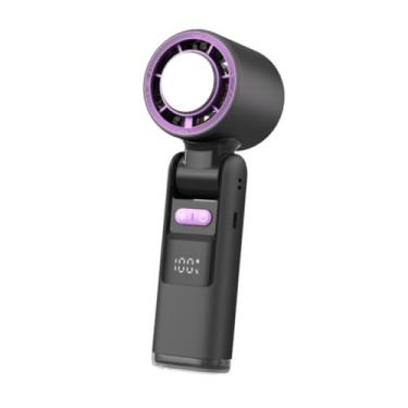 Imagem de Bothyi Portátil Fan Display Motor sem escova para mulheres Presente 6,8 polegadas de comprimento com o cordão multiuso 1-100 velocidade, Preto