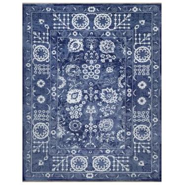 Imagem de Shahbanu Rugs Tapete oriental grande azul com marfim atado à mão de lã e seda (11'9"x15')