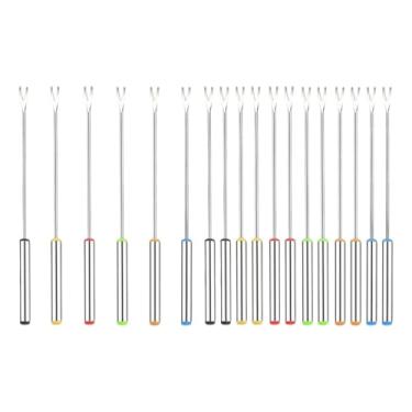 Imagem de Baoblaze 18pcs queijo utensílios de fondue utensílios de aço inoxidável garfos de cachorro -quente garfos de fogueira brindando para bifes para churrasco