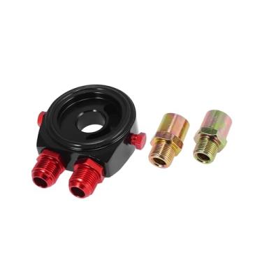 Imagem de REPAIROCK Sanduíche universal de bloco de óleo de liga de alumínio para carro 3/4-16 UNF M20x1,5 sensor de medidor hidráulico de temperatura de óleo preto vermelho peças de reposição automática