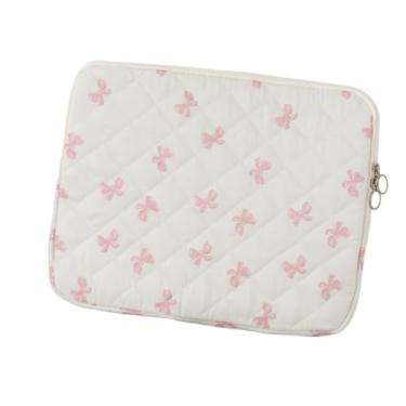 Imagem de Cutecore Bow Puffy Acolchoado Capa Protetora Y2K Preppy Tablet Capa Protetora Feminina Coquette Estética Bolsa para Notebook (Rosa, 28 cm)