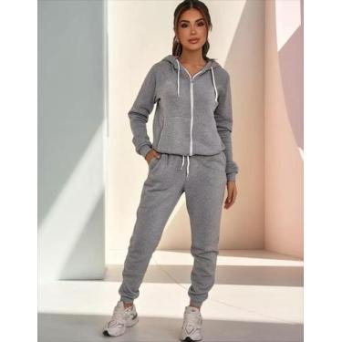 Imagem de Conjunto de moletom feminino com Zíper e capuz  - Gisele Freitas, G, C
