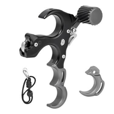 Imagem de DD Liberador de arco composto com alças de pulso e ferramenta de ajuste, auxiliares de liberação de tiro com arco (preto)