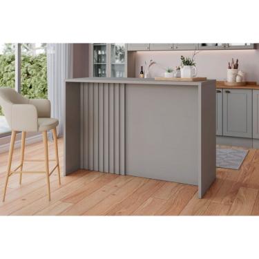 Imagem de Bancada Ilha Cozinha Gourmet Americana c/ 3 Portas 145cm Cinza - Henn