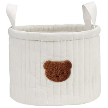 Imagem de Cesta de armazenamento de algodão, caixas de armazenamento de algodão com estampa de urso de desenho animado de 18 x 24 cm com alças, cestas de Páscoa portáteis, caixa organizadora decorativa para