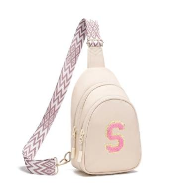 Imagem de I IHAYNER Presentes de aniversário para meninas de 15, 6, 7, 8, 9, 10, 11, 12 e 13 anos, pequena, bolsa transversal com inicial, pochete para meninas, Bege-S, Small, Casual