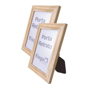 Imagem de Kit 10 Porta Retratos 15x21cm com Moldura de Pinus Natural e PVC Mais Fundo com Suporte - 2x1 Cor:PINUS NATURAL;Tamanho: