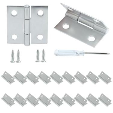 Imagem de HARSKIYER Pacote com 20 dobradiças, pequenas dobradiças de aço inoxidável de 2,5 cm com parafusos de montagem para caixa de madeira, caixa de joias, artesanato, móveis