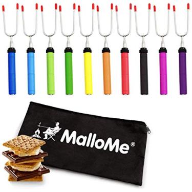 Imagem de MalloMe Smores Sticks para fogueira - Kit Premium de 86,4 cm Marshmallow para Assar Palitos para Uso Externo - Acessórios para Fogueira - Garfo de Cachorro-Quente com Espetos Smore, Equipamento de
