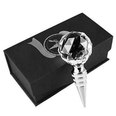 Imagem de YINUO HJSR0001 Metal Diamante Cristallo Palla Tappo Della Bottiglia Vino Salva Vino Con Pacco Regalo Per il Regalo Di Natale (Cristallo Pulire)