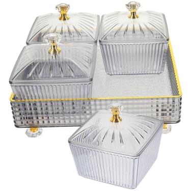 Imagem de 1 Conjunto Prato Compartimento Para Lanches Recipiente De Serviço Dividido Bandejas Decorativas Bandeja De Servir Aperitivo Tigela De Comida Doméstica Travessa Dividir Entradas