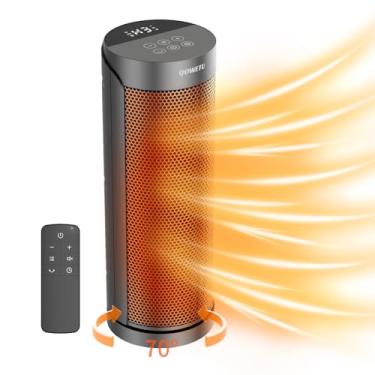 Imagem de Aquecedor de ambiente portátil para uso interno com controle remoto - Aquecedor elétrico oscilante QOWETU 70°, 43 cm, temporizador de 12H, aquecimento de cerâmica PTC silencioso de 1500 W com