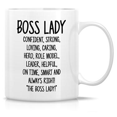 Imagem de Retreez Caneca engraçada - Descrição Boss Lady Caring Confident etc 325 ml canecas de café de cerâmica - engraçado, sarcasmo, motivacional, presentes de aniversário inspiradores para amigos, colegas