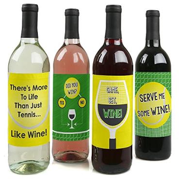 Imagem de You Got Served - Decorações de tênis para mulheres e homens - Adesivos de etiqueta para garrafa de vinho de festa de tênis - Conjunto de 4