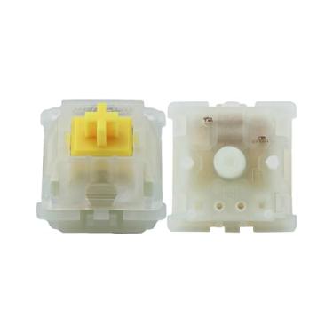 Imagem de Gateron Interruptores lineares de 5 pinos amarelo leitoso Pro para teclado mecânico 50 g conjunto de interruptores de teclado pré-lubrificados 35 peças/pacote