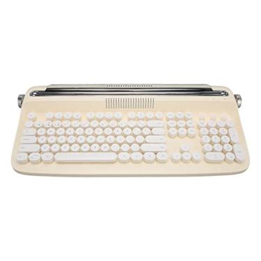 Imagem de Teclado de Máquina de Escrever retrô Sem Fio Com Suporte Integrado, 104 Teclas, BT5.0, Teclado Tablet para Smartphone e Laptop (Amarelo)