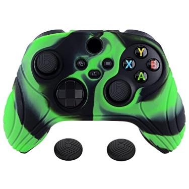Imagem de eXtremeRate PlayVital Samurai Edition Anti-Slip Controller Grip Silicone Skin for Xbox Core Controller, Ergonomic Protective Case Cover for Xbox Series S/X w/Thumb Grips - Green & Black