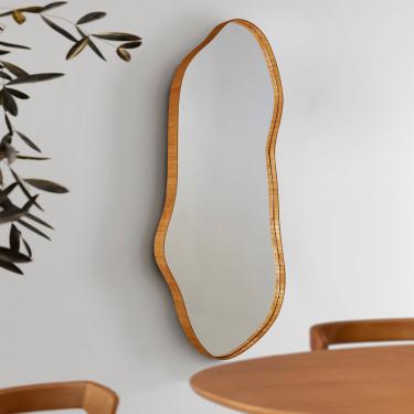 Imagem de Espelho Decorativo Orgânico Aura 44x119cm Moderna Mobília - Cinamomo / Imbuia Nat