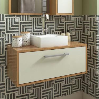 Imagem de Gabinete De Banheiro Suspenso 80cm 1 Porta Basculante Com Cuba Alice Mel-arenas