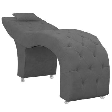 Imagem de Maca Estofada Capitone Julia Para Estetica Facial Sombrancelha E Cilios Suede Cinza Escuro