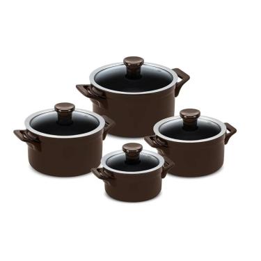Imagem de Jogo De Panelas Em Cerâmica Indução Clear Com 4 Peças Ceraflame Chocolate