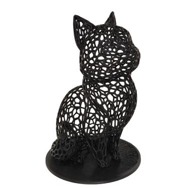 Imagem de Gato Sentado 18 Cm Vazado 3d Enfeite Preto