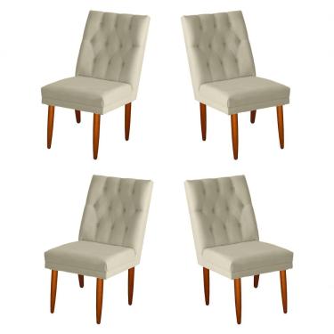 Imagem de Jogo 04 Cadeiras De Jantar Estofada Cozinha Paris Suede Porcelana Do Lar Móveis