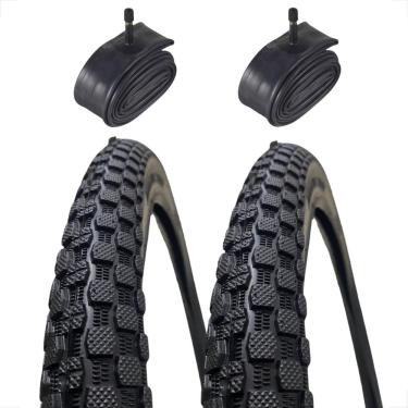 Imagem de Par Pneu Bike Bicicleta Mtb Shiver Aro 26 2.125 Tipo Scorpion Balão Cravo + 2 camara de ar 26 Shiver