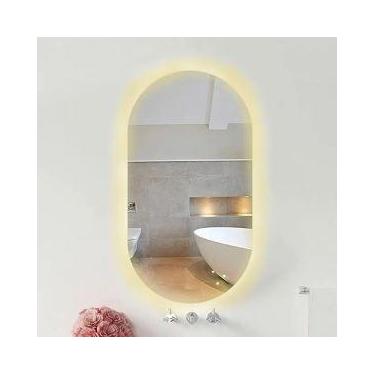 Imagem de Espelho Lapidado Oval Iluminado com led quente - 60x100cm - Woodglass