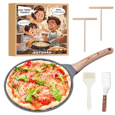 Imagem de DOTUHAO Conjunto De Frigideiras Antiaderentes Para Crepes, 5 Peças Grelhar Panquecas, Frigideira Plana Com Revestimento Granito 28 Cm, Tortilhas Tawa Dosa, Pizza Compatíveis Todos Os Fogões