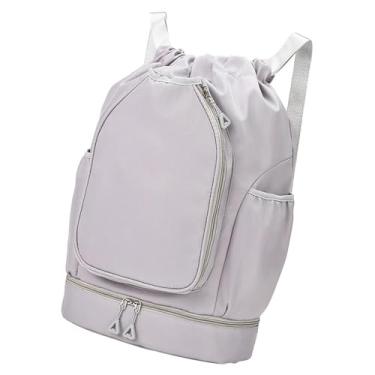 Imagem de UGPLM Mochila de tênis, bolsa de ombro, mochila esportiva versátil, bolsa com cordão, para raquete de badminton para mulheres e homens, atividades ao ar, Cinza