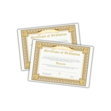 Imagem de Certificado de Ordenação Diácono Pacote com 30 Papéis Cartolina 15 x 23 cm Prêmio de Membro da Igreja Ouro Reconhecimento Clero Licença Honra do Ministério para Documento Emoldurado