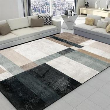 Imagem de Tapetes geométricos modernos para sala de estar, cores claras e luxuosas, para decoração de quarto, sofá, área grande, tapete macio para sala de estar (200 x 300 cm, 78,7 x 118 pol./DT-4156 Flane