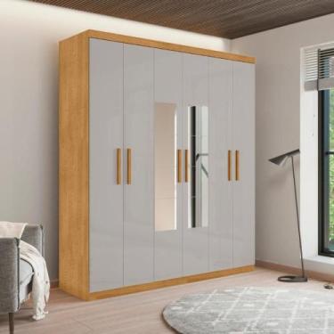 Imagem de Roupeiro 6 Portas com Espelho Ingá Naturalle Off White - CASA H