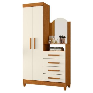 Imagem de Cômoda New Capri 2 Portas E 4 Gavetas Cinamomo/off White Com Espelho - Móveis Albatroz Cinamomo/off White