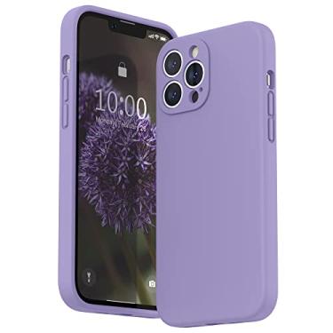 Imagem de SURPHY Capa compatível com iPhone 13 Pro Max com protetor de tela, (proteção da câmera + forro de microfibra macia), capa de telefone de silicone líquido de 6,7 polegadas 2021, roxo claro