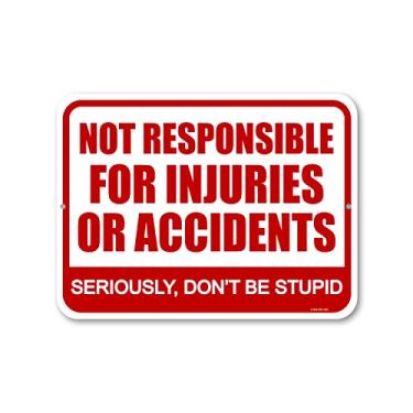 Imagem de Honey Dew Gifts, Not Responsible for Accidents or Injuries Seriously, Don't Be Stupid, 22,8 cm x 30,5 cm, Feito nos EUA, Poste de placa de metal, decoração engraçada para casa, placas engraçadas, sinais de aviso para propriedade