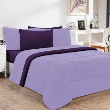 Imagem de Kit Edredom Malha 100% Algodão Gran Moratta 2 Peças Solteiro - Lilás-roxo