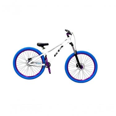 Imagem de Bicicleta 26 Gta Gravity Cor Branco Freeride Single Cubo K7 Barulhento Freio Hidráulico Garfo C/trava Pneu Flame Azul